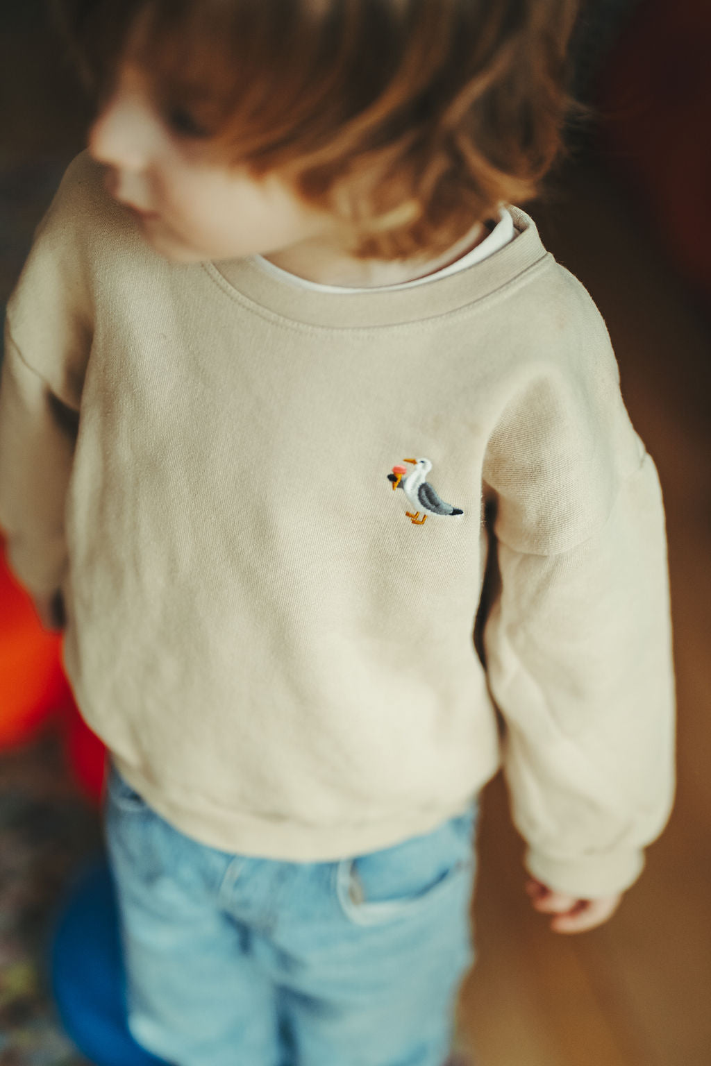 Kids zeemeeuw sweater - donkerbeige