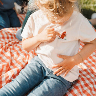 Baby/Kid 'Picnic time' T-shirt - woudchuck - Cream pink - Ridges And Steam