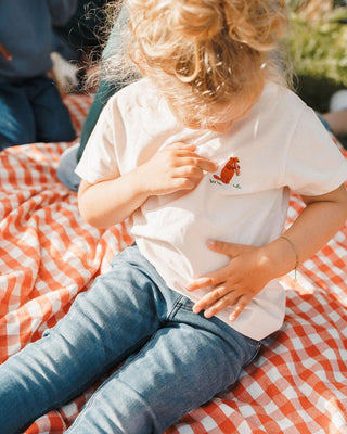 Baby/Kid 'Picnic time' T-shirt - woudchuck - Cream pink - Ridges And Steam