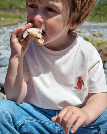 Baby/Kid 'Picnic time' T-shirt - woudchuck - Cream pink - Ridges And Steam
