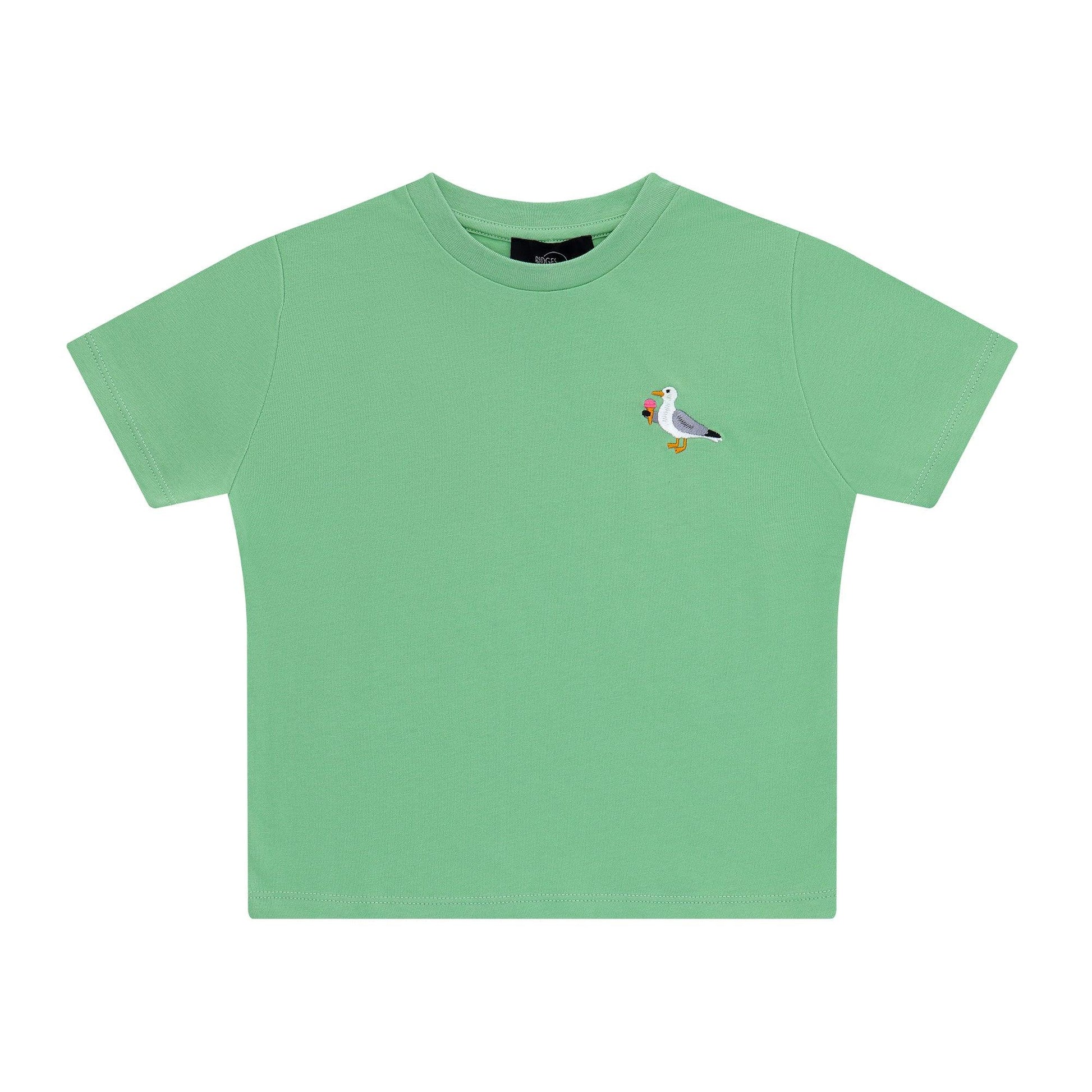 Baby/kids 'Take me to the sea' T-shirt - sea gull - Light grass green - Ridges And Steam