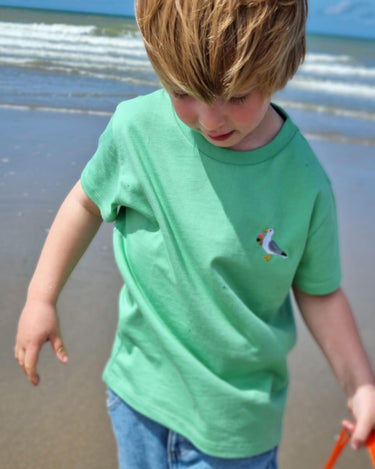 Baby/kids 'Take me to the sea' T-shirt - sea gull - Light grass green - Ridges And Steam