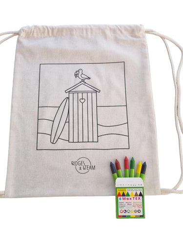 Gym bag 'Take me to the sea' + Nawaro Textile wax crayons - Ridges And Steam