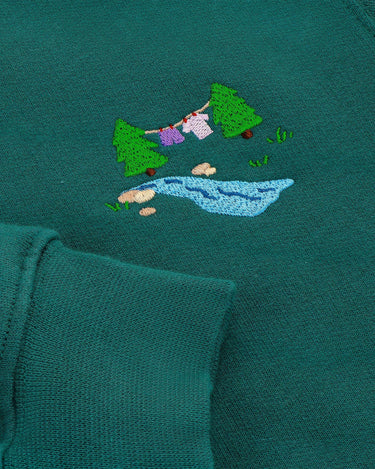 Teen 'Camping bliss' sweater - laundry day - Jasper green - Ridges And Steam