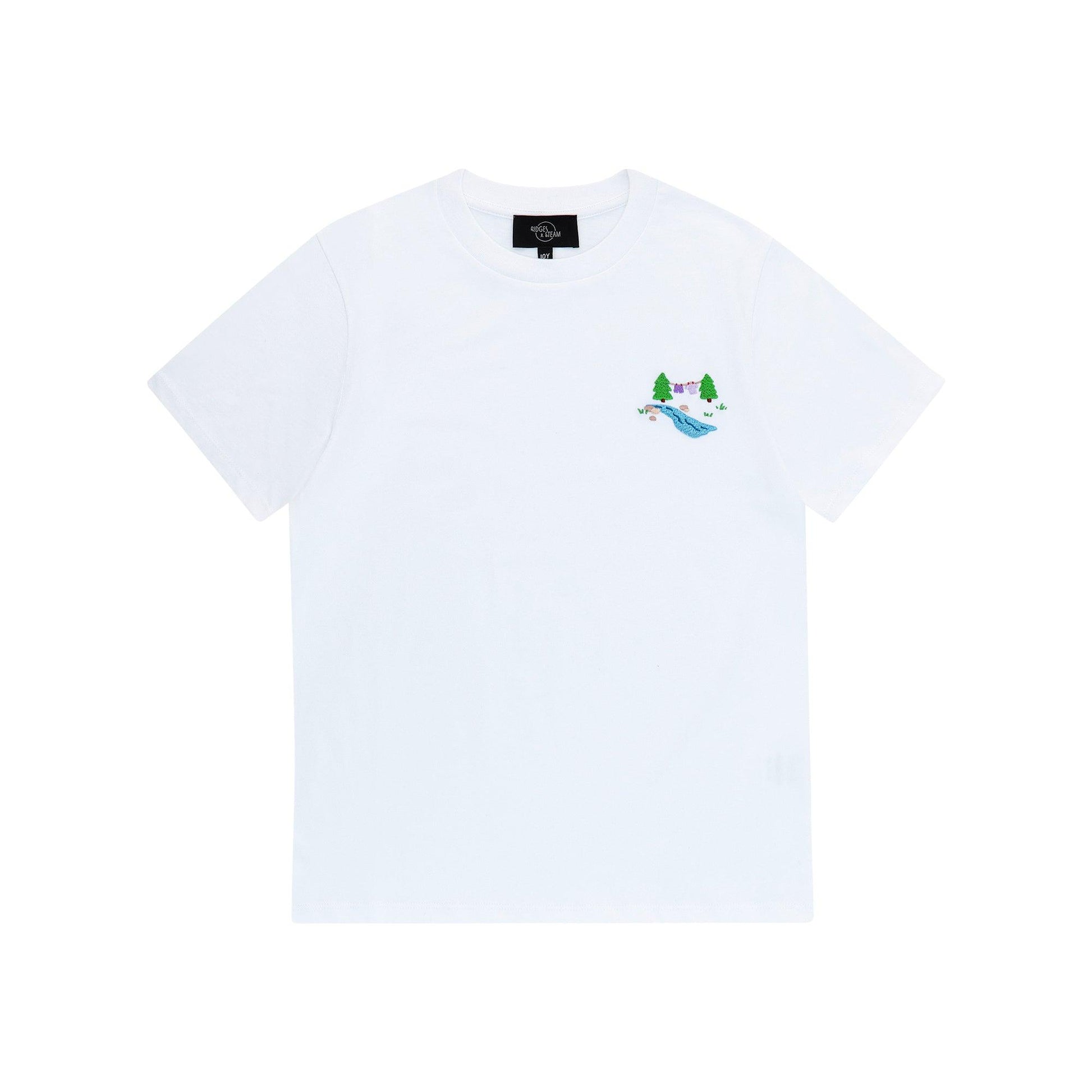 Teen 'Camping bliss' T-shirt - laundry day - white - Ridges And Steam