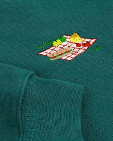 Teen 'Picnic time' sweater - picnic blanket - Jasper green - Ridges And Steam