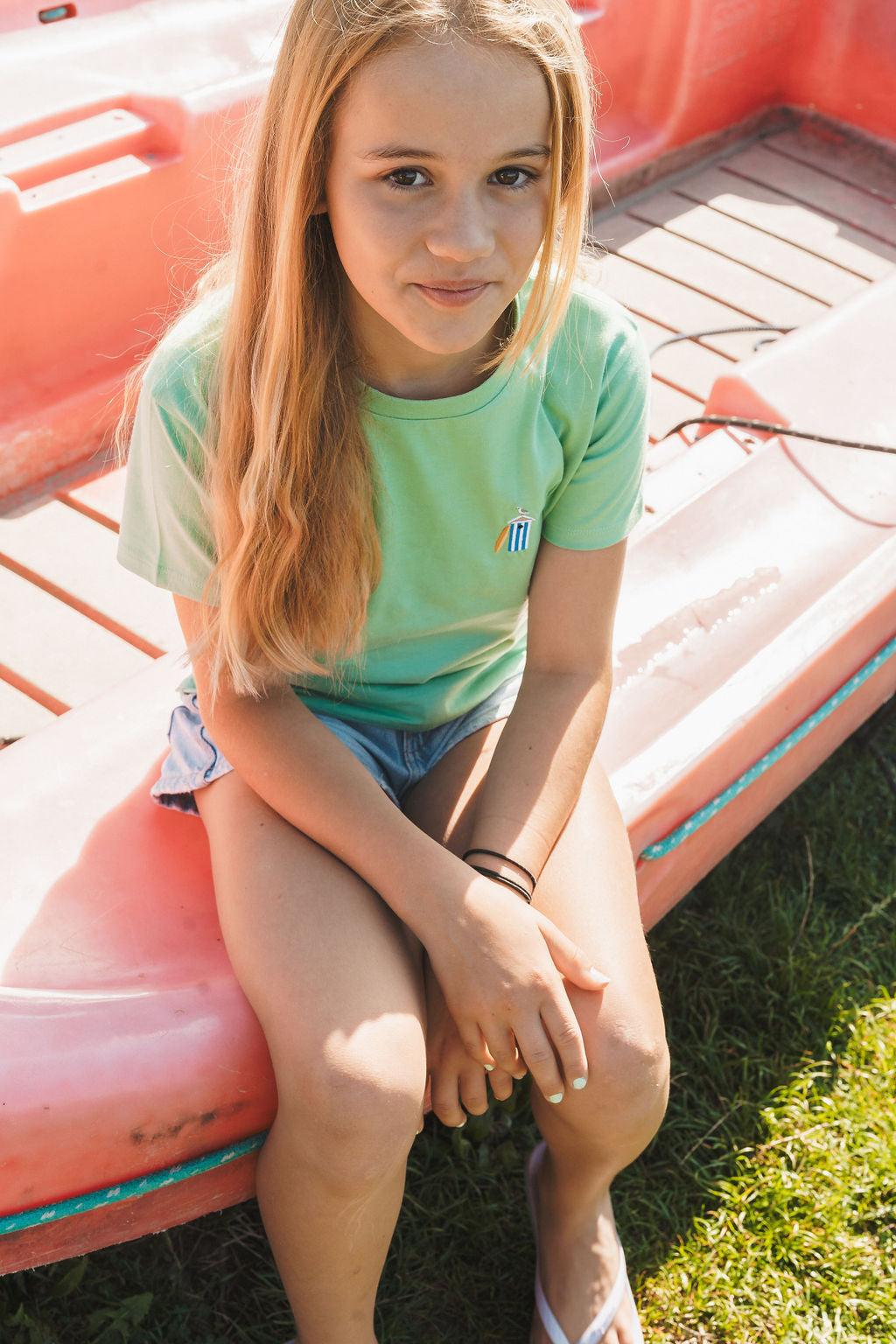 Teen 'Take me to the sea' T-shirt - beach house - Light grass green - Ridges And Steam