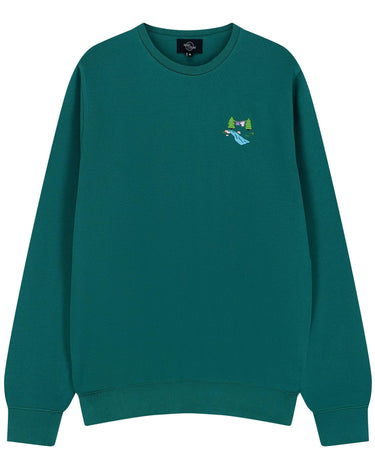 Unisex 'Camping bliss' sweater - laundry day - Jasper green - Ridges And Steam