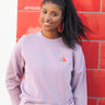 Eco-friendly and comfy lilac sweater for women. Made from organic & recycled cotton. Soft inside, very cuddle proof. Free shipping to Belgium and the Netherlands.