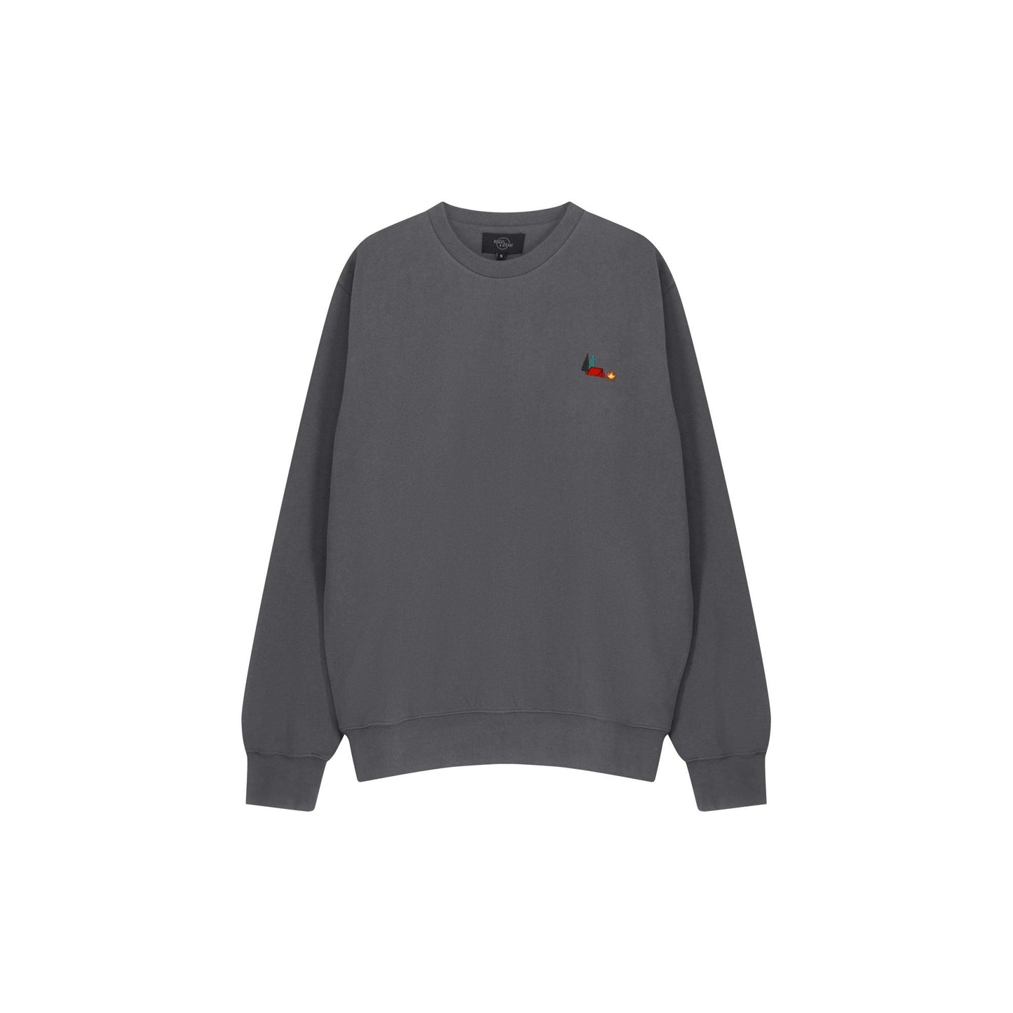 -	Stay comfortable in style with our graphite grey sweater for men. If you like camping, you’ll like our tent embroidery. Made from organic & recycled cotton, it's soft and good for the planet. Free shipping to Belgium and the Netherlands. 