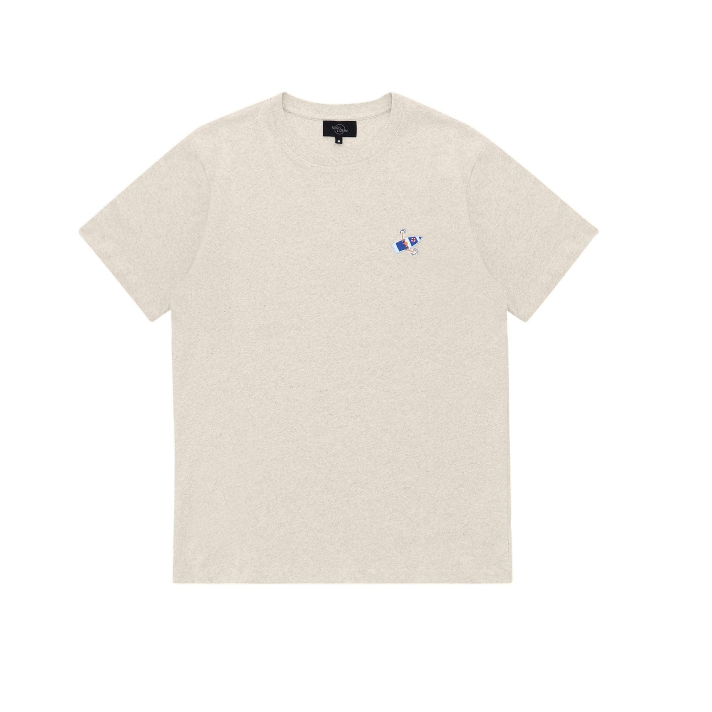 Sail the high seas in style! Our Take Me to the Sea t-shirt is made from organic and recycled cotton, with a boat embroidery. Unisex fit & beautiful speckled beige colour.